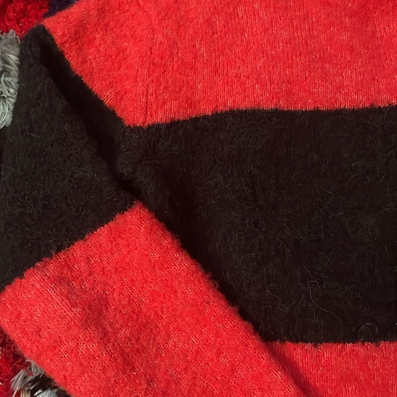 YMC nubby wool Red Black Stripe sweater S - Picture 2 of 6